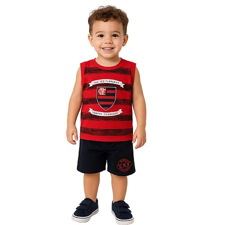 Conjunto Flamengo Bebê Infantil Regata Shorts Oficial