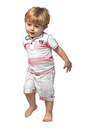 Conjunto Bebê Infantil São Paulo Polo e Bermuda Oficial