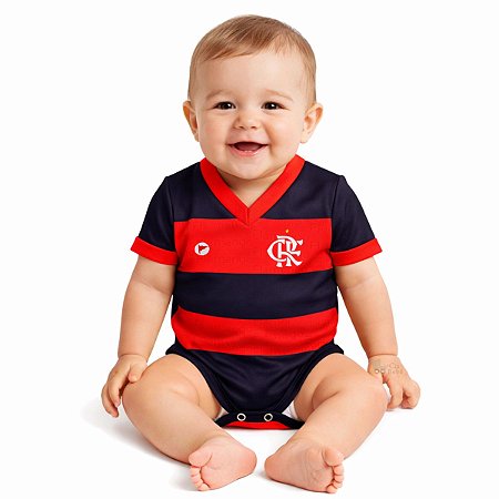Body Bebê Flamengo Listrado Oficial Torcida Baby