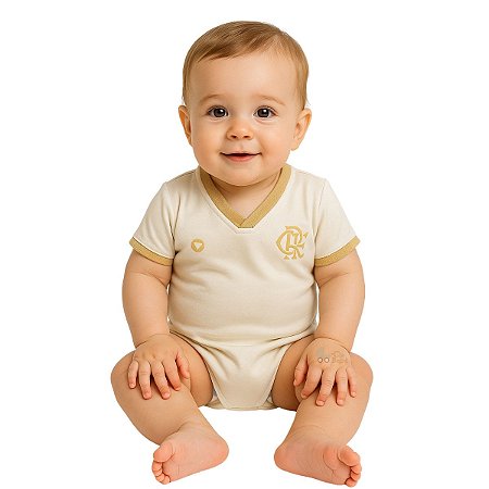 Body Bebê Flamengo Dourado Oficial Torcida Baby