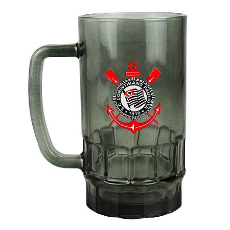 Caneca De Vidro Corinthians Preta 550ml Oficial