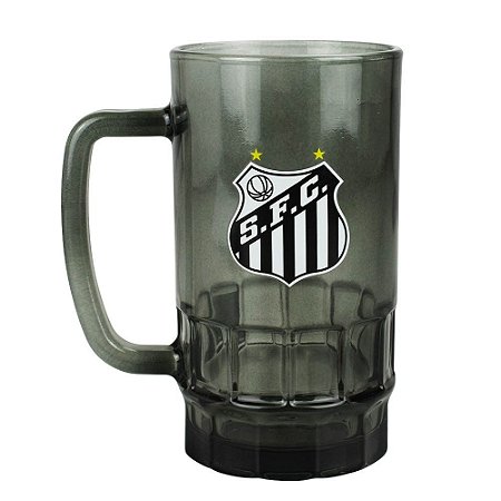 Caneca De Vidro Santos Preta 550ml Oficial