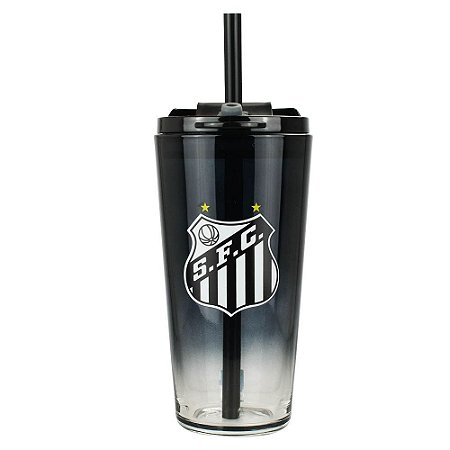 Copo de Vidro com Canudo 750ml Santos Oficial