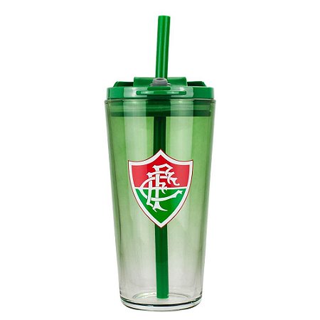 Copo de Vidro com Canudo 750ml Fluminense Oficial