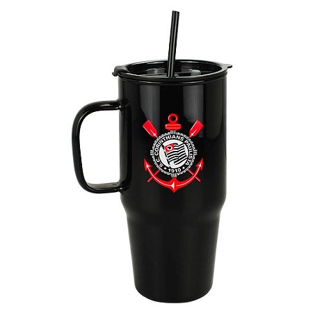 Caneca de Vidro com Canudo 1200ml Corinthians Oficial