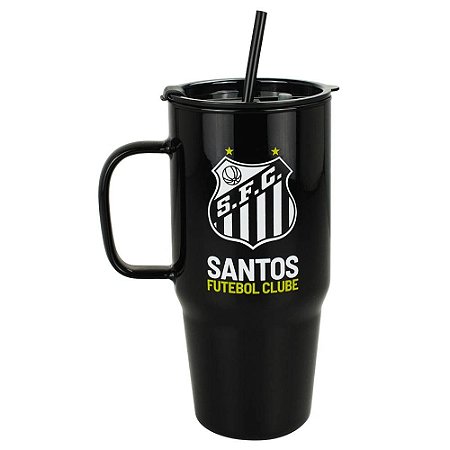 Caneca de Vidro com Canudo 1200ml Santos Oficial