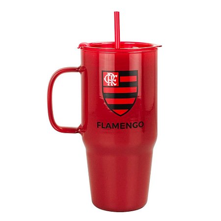 Caneca de Vidro com Canudo 1200ml Flamengo Oficial