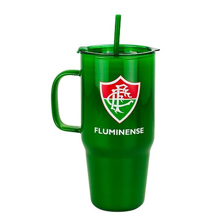 Caneca de Vidro com Canudo 1200ml Fluminense Oficial