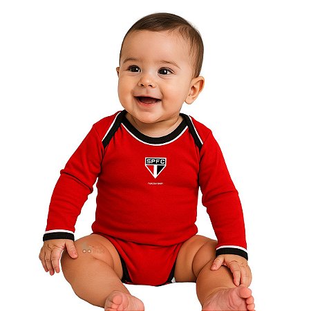 Body São Paulo Manga Longa Vermelho Oficial