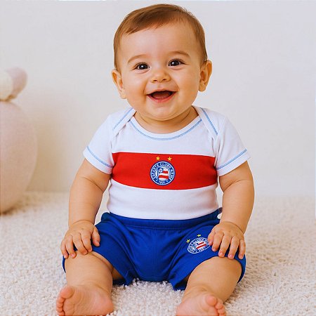 Kit Bebê Bahia Com 2 Pçs Body e Shorts Curto Oficial