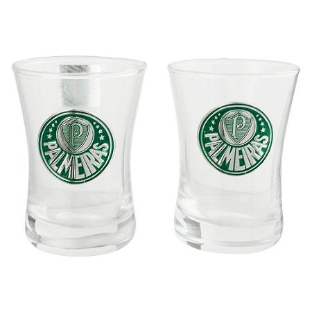 Jogo Com 2 Copos De Vidro Para Shot Palmeiras 50ml
