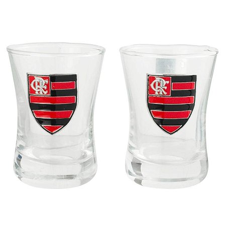 Jogo Com 2 Copos De Vidro Para Shot Flamengo 50ml