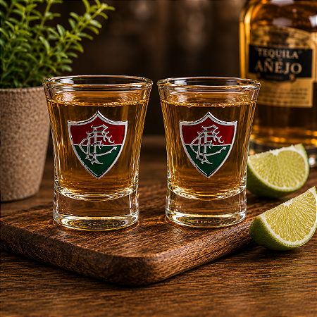 Jogo Com 2 Copos De Vidro Para Shot Fluminense 50ml