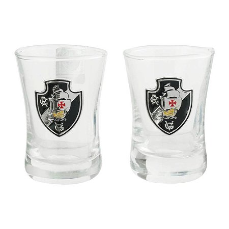 Jogo Com 2 Copos De Vidro Para Shot Vasco 50ml