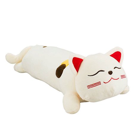 Almofada de Pelúcia Gatinho Branco 60cm