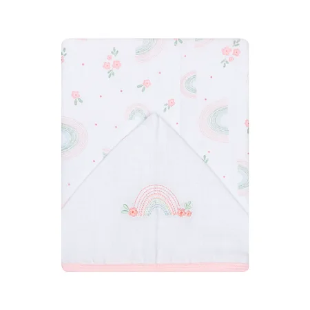 Toalha Fralda Papi Soft C/ Capuz Flores Bordado 1,10x90Cm