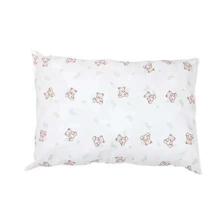 Travesseiro Bebê Branco Ursinho Bolinha 40cm x 28cm Papi