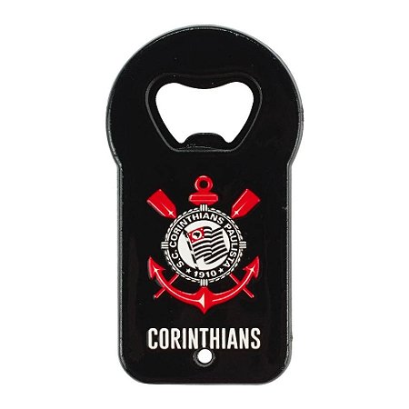 Abridor De Garrafas Corinthians Preto Com Ímã Oficial