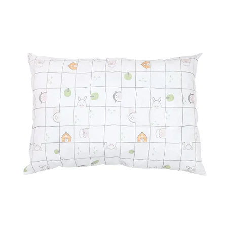 Travesseiro Bebê Branco Animais Xadrez 40cm x 28cm Papi