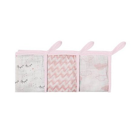 Kit Paninho De Boca Com Prendedor De Chupeta 3 Pçs Feminino