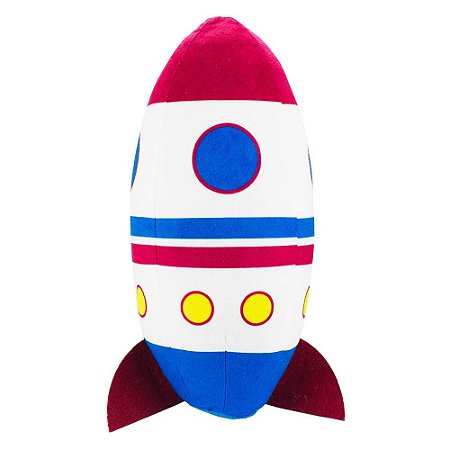 Almofada De Pelúcia Foguete Colorido 31cm