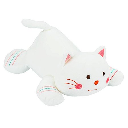 Pelúcia Gatinho Branco Deitado 30cm