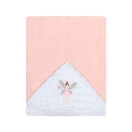Toalhão De Banho Com Capuz Bordado Fadinha 1,05MX80Cm