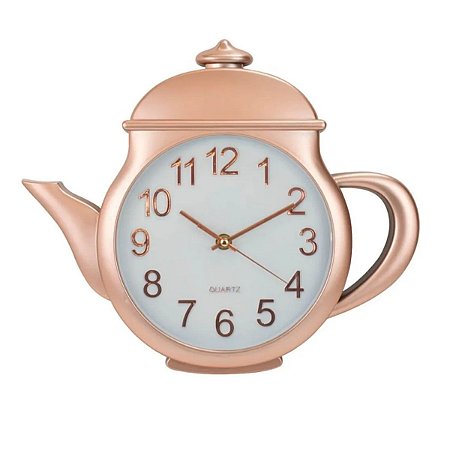 Relógio de Parede Bule Rosê 29x35cm Rosê Branco