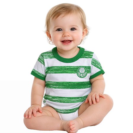 Camiseta Bebê Palmeiras Listras Feminina Oficial