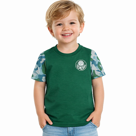 Camisa Palmeiras Infantil Mangas Camufladas + Brinde