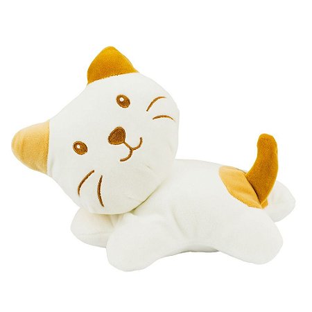 Pelúcia Gatinho Branco Deitado 16cm