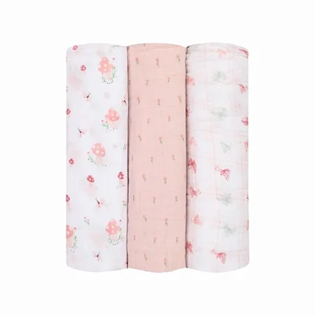 Cueiro Swaddle Soft Com 3 Pçs Cogumelo 1,20X1,20m