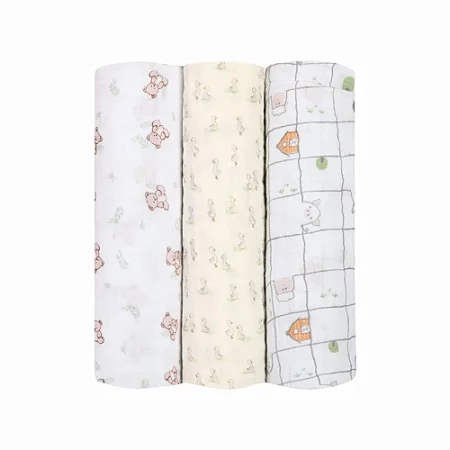 Cueiro Swaddle Soft Com 3 Pçs Ursinho 1,20X1,20m