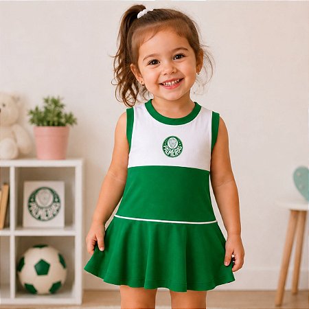 Vestido Palmeiras Infantil Regata 100% Algodão Oficial