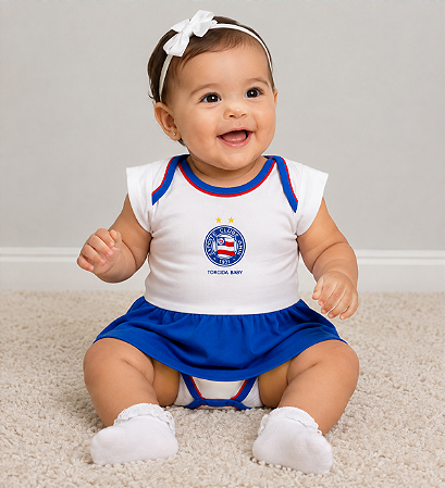Body Vestido Bahia Bebê Menina Tricolor Torcida Baby