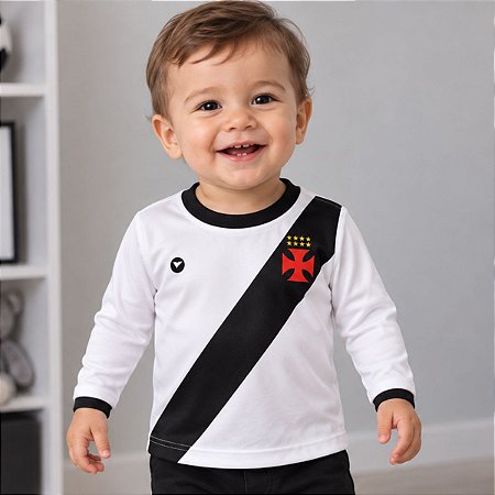 Camiseta Vasco Infantil Manga Longa Faixa Oficial