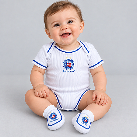 Conjunto Bebê Bahia Com Body e Pantufa Branco Oficial