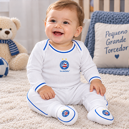 Kit Bebê Bahia 3 Peças Body Calça e Pantufa​ Longo Oficial