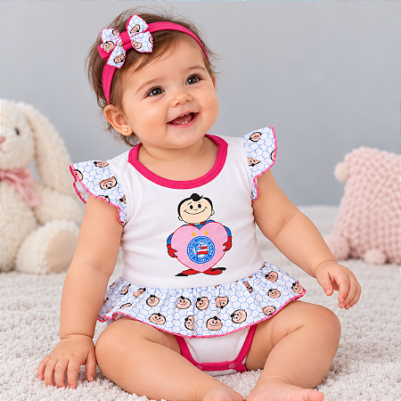 Body Vestido Bebê Bahia Com Tiara Oficial