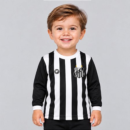 Camiseta Santos Infantil Manga Longa Listrada Oficial