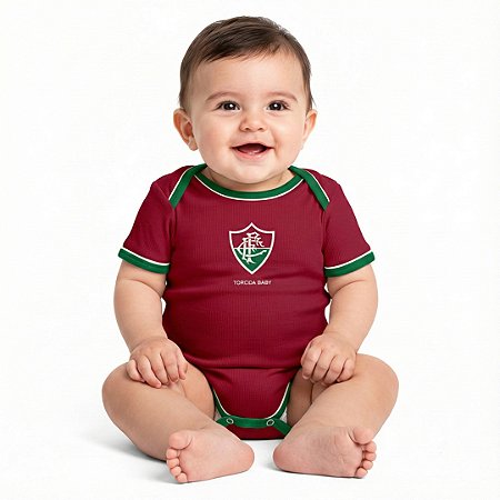 Body Bebê Fluminense Grená Curto Oficial Torcida Baby