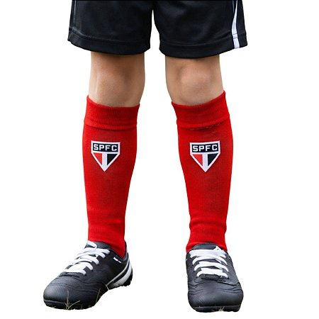 Meião Futebol São Paulo FC Infantil Juvenil Vermelho Oficial