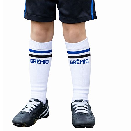 Meião Futebol Grêmio Infantil Juvenil Branco Oficial