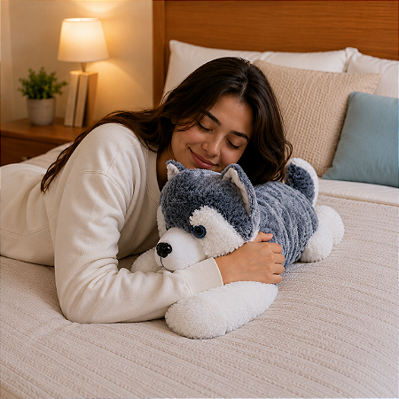 Cachorro Pelúcia Husky Deitado 58cm