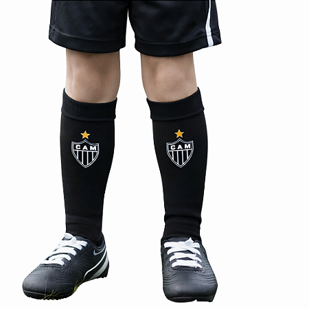 Meião Futebol Atlético MG Infantil Juvenil Preto Oficial