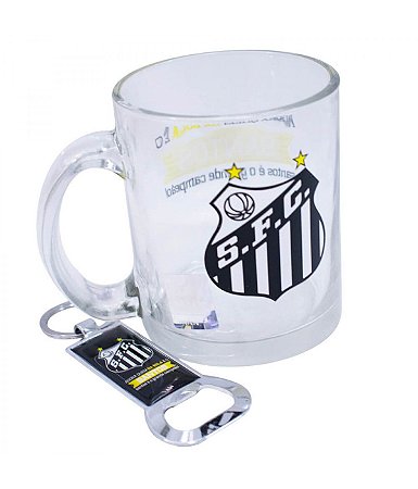 Caneca de Vidro Santos Com Abridor 350ml Oficial