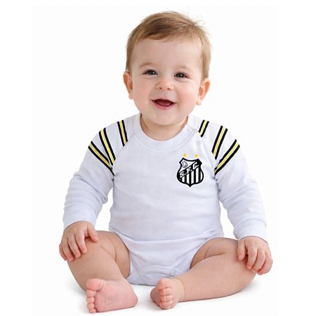 Body Bebê Santos Manga Longa 100% Algodão Oficial