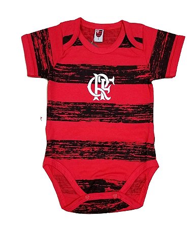 Body Bebê Flamengo Listras Manga Curta Oficial