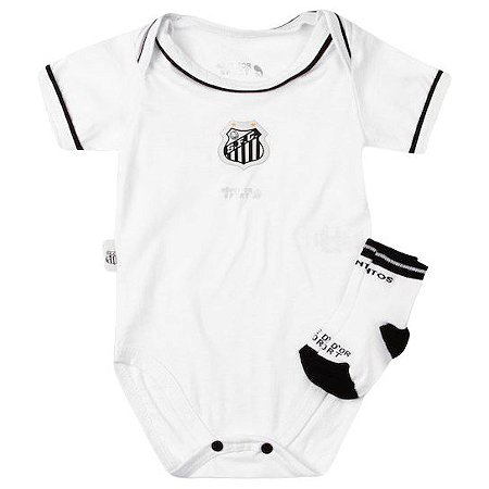 Kit Bebê Santos Com Body e Meia Oficial