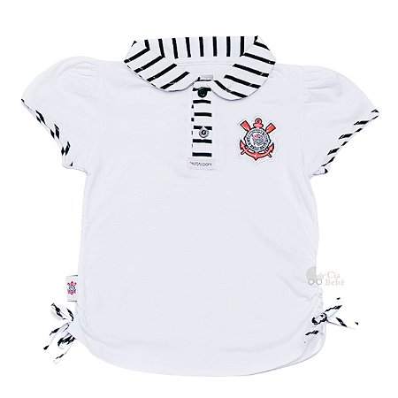 Camisa Polo Infantil Corinthians Feminina Oficial